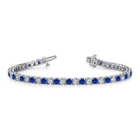 10.00 ct Ladies Round Cut Diamond And Sapphire Tennis Bracelet in 14 kt White Gold 10.00 ct Ladies Round Cut Diamond And Sapphire Tennis Bracelet in 14 kt White Gold